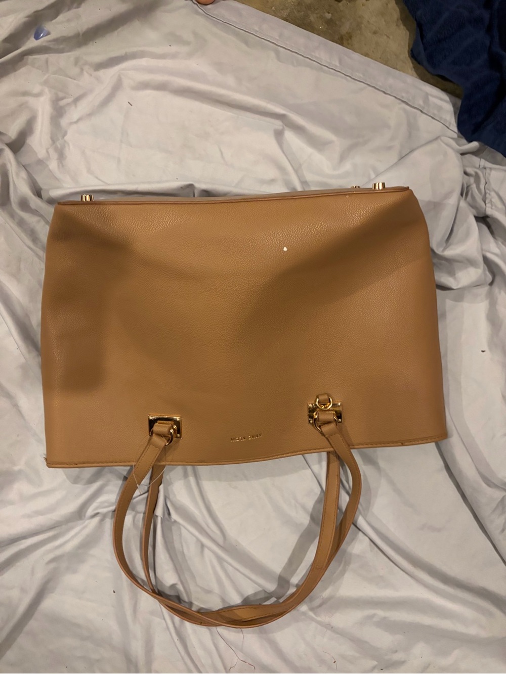 Anne Klein Tan Leather Tote with Gold Hardware